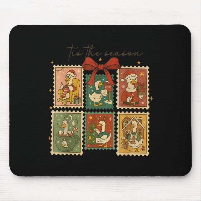 Retro Silly Goose Santa Cute Merry Christmas Tis T Mouse Mat (Front)