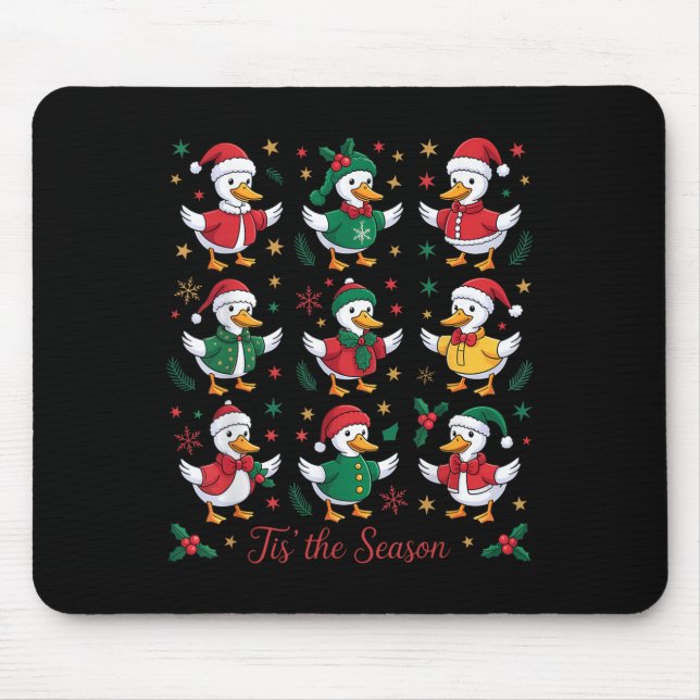 Retro Silly Goose Santa Cute Merry Christmas Tis T Mouse Mat (Front)