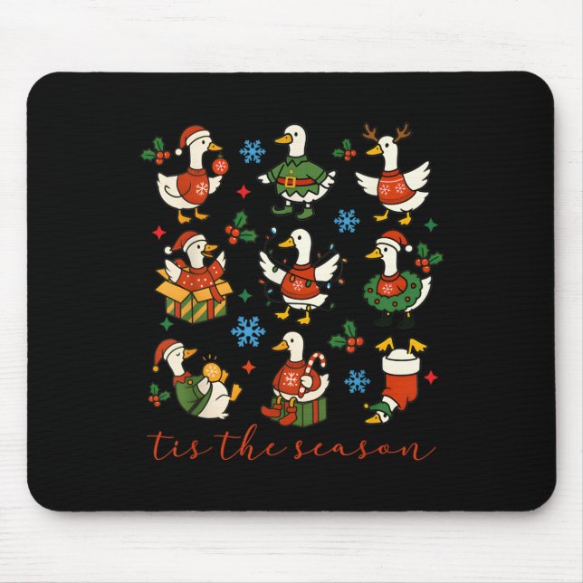 Retro Silly Goose Santa Cute Merry Christmas Tis T Mouse Mat (Front)