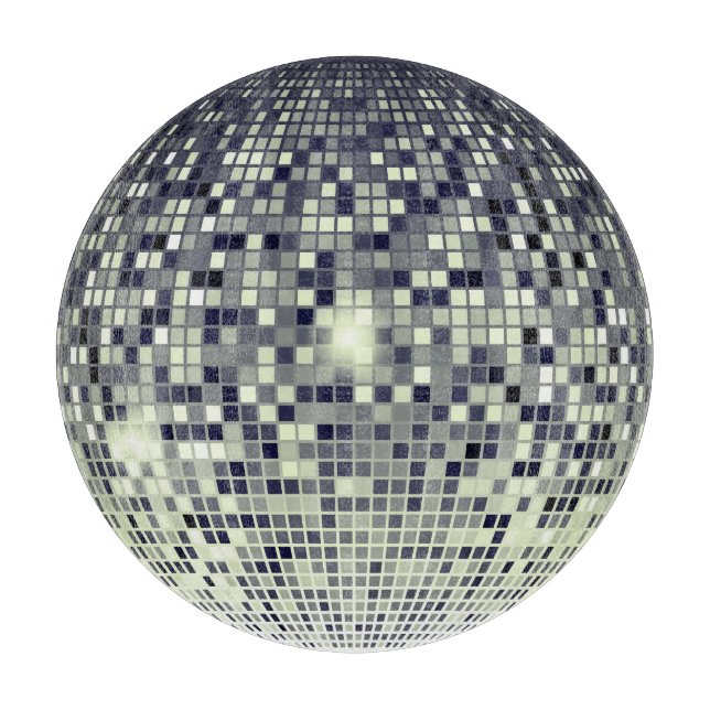 Retro Silver Disco Ball Cutting Board (Front)