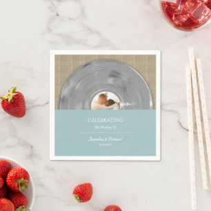 Retro Silver Music Vinyl Record Album Wedding Napkin