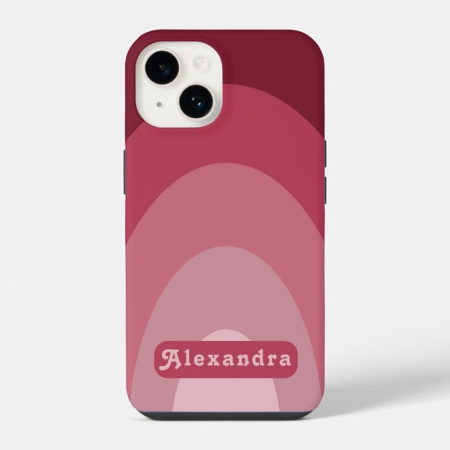 Retro Simple Arch Name Pink iPhone Case (Back)
