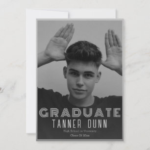 Retro simple one photo graduation  announcement