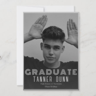 Retro simple one photo graduation  announcement