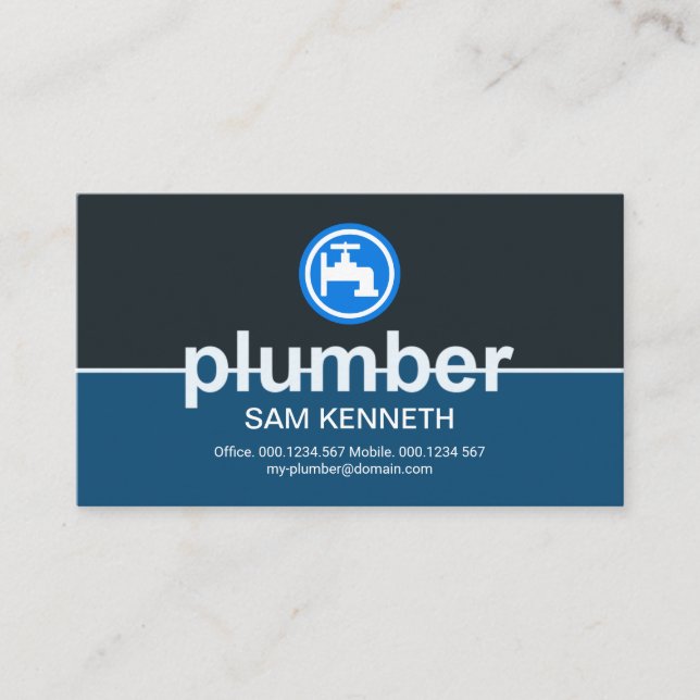 Retro Simple Plumber Signage Plumbing Contractor Business Card (Front)