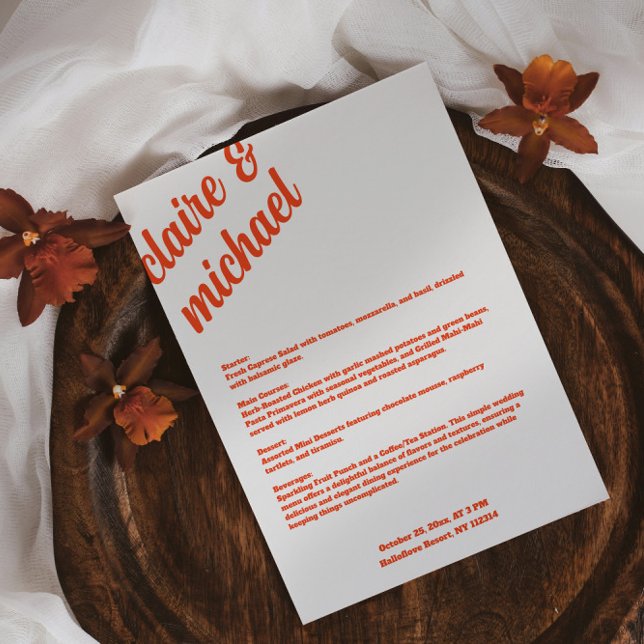 Retro Simple Wedding Table Menu Cards Flat Menu (Simple Wedding Table Menu Cards Flat Menu)