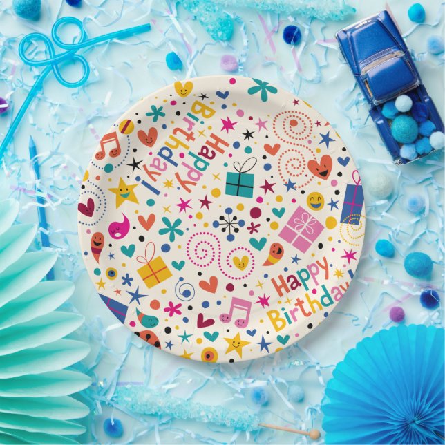 Retro Singing Happy Birthday  Paper Plate (Party)