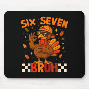 Retro Six Seven Bruh 67 Fall Thanksgiving Turkey 6 Mouse Mat