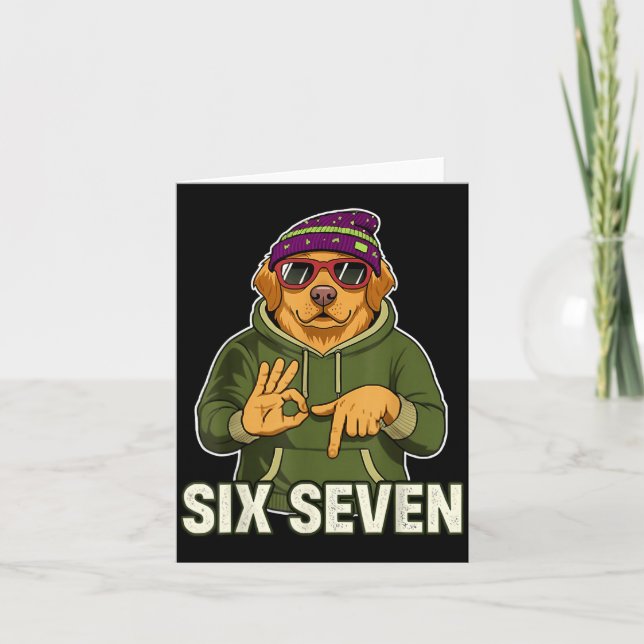 Retro Six Seven Golden Retriever Graphic Gift Men  Card (Front)