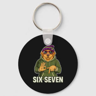 Retro Six Seven Golden Retriever Graphic Gift Men Key Ring
