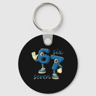 Retro Six Seven Number Meme Brainrot Gift For Men  Key Ring