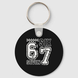 Retro Six Seven Numbers Clever Humor 6 7 Meme Mens Key Ring