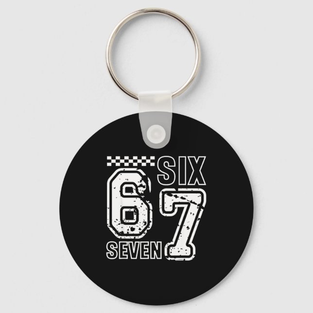 Retro Six Seven Numbers Clever Humor 6 7 Meme Mens Key Ring (Front)