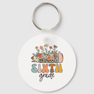 Retro Sixth Grade Teachers Leopard Ck To School St Key Ring