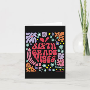 Retro Sixth Grade Vibes Teacher Floral Apple Back Card