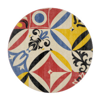 Retro Sixties Azulejos Geometric Pattern Cutting Board
