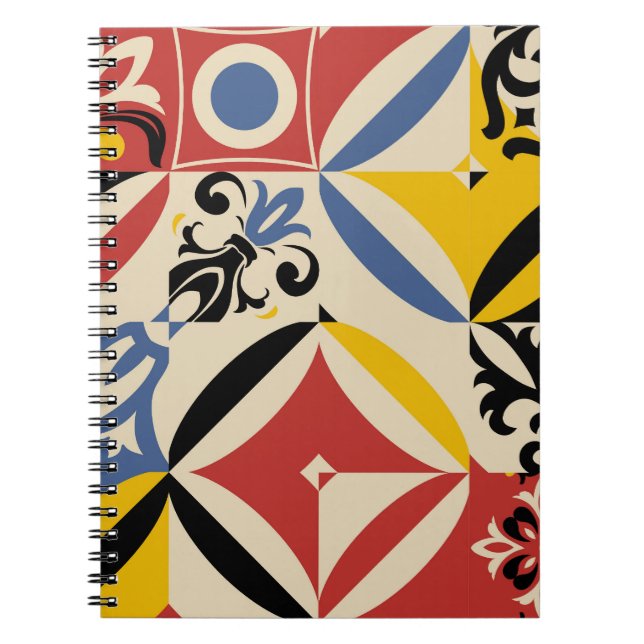 Retro Sixties Azulejos Geometric Pattern Notebook (Front)