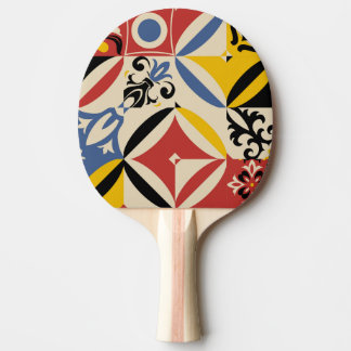 Retro Sixties Azulejos Geometric Pattern Ping Pong Paddle