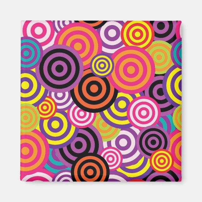 Retro, Sixties, Circles, Colorful, Fun, Magnet (Front)