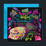 Retro Sixties Peace and Love 16th Birthday Party Invitation<br><div class="desc">Celebrate her sweet 16 with a Peace and Love retro hippy style birthday party.</div>