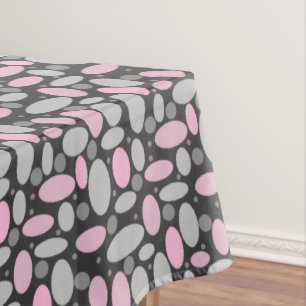 retro, sixties, polka dots, grey and pink, polka d tablecloth