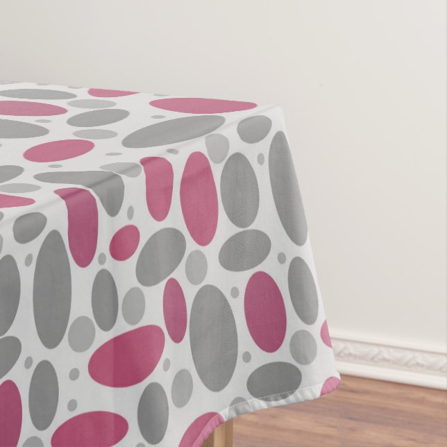 retro, sixties, polka dots, grey and pink tablecloth (In Situ)