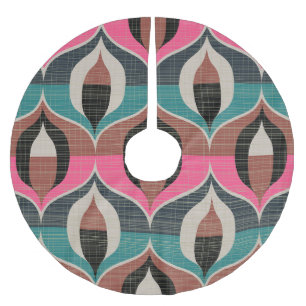Retro Sixties Style Seamless Pattern Brushed Polyester Tree Skirt