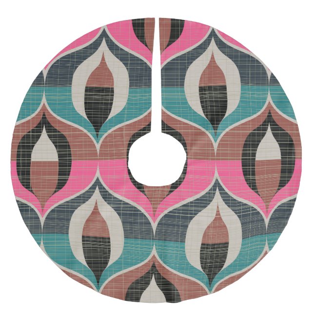 Retro Sixties Style Seamless Pattern Brushed Polyester Tree Skirt (Front)