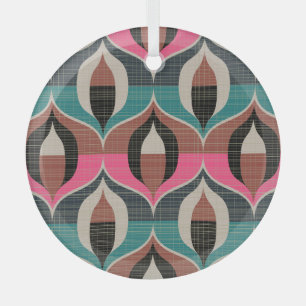 Retro Sixties Style Seamless Pattern Glass Tree Decoration