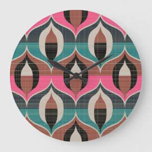 Retro Sixties Style Seamless Pattern Large Clock