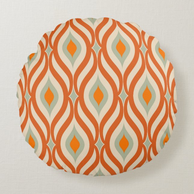 Retro Sixties Style Seamless Pattern Round Cushion (Front)
