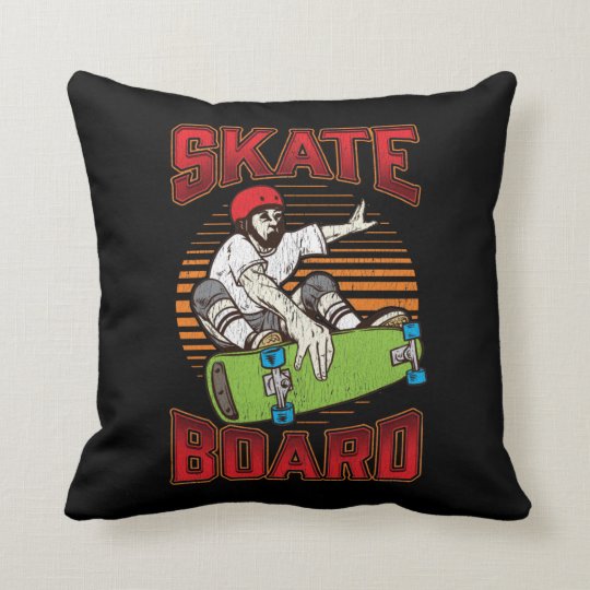 Retro Skate Board Jump Skateboarding Cushion Zazzle.co.uk
