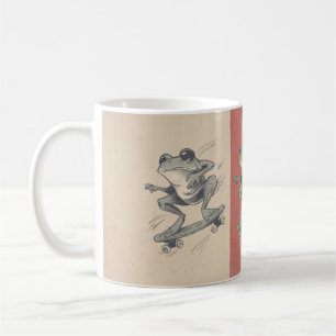 Retro Skate Frog Trio – Vintage Animal Art Coffee Mug