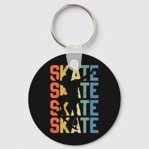 Retro Skate Skateboarding Performing Tricks Funny Key Ring