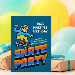 Retro Skateboard Birthday Invitation
