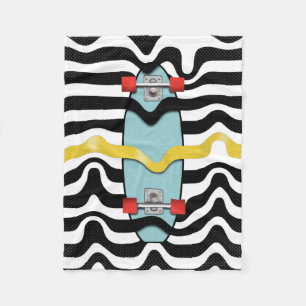 Retro Skateboard Fleece Blanket