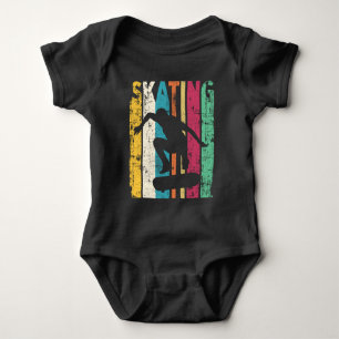 Retro Skateboard Jump Skating Silhouette Baby Bodysuit