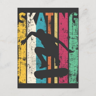 Retro Skateboard Jump Skating Silhouette Postcard