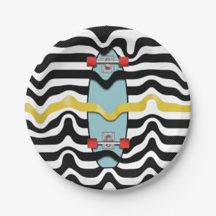 Retro Skateboard Paper Plate