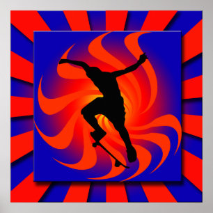 RETRO SKATEBOARDER POSTER