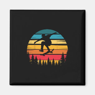 Retro Skateboarder Trick Move Vintage Skater Love Magnet