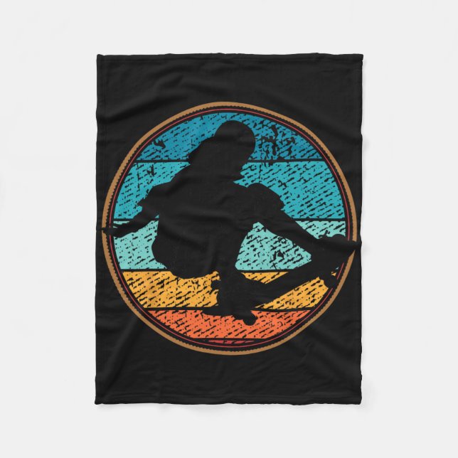 Retro Skateboarding Extreme Sports Freestyle Skati Fleece Blanket (Front)