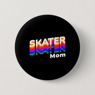 Retro Skateboarding Gamer Mom 80s Rainbow Style - 6 Cm Round Badge