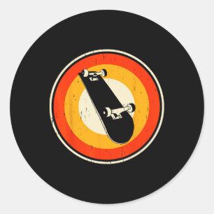Retro Skateboarding Silhouette Skateboarder Skate  Classic Round Sticker