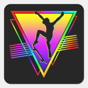 Retro Skateboarding Silhouette Skater Square Sticker
