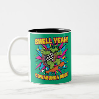Retro Skateboarding Turtle Mug – Funny Shell Yeah