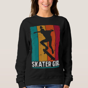 Retro Skater Girl Skateboarder Skateboard Longboar Sweatshirt