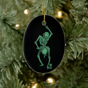 Retro Skeletal drummer Ceramic Tree Decoration