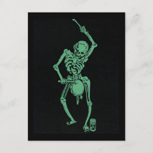 Retro Skeletal drummer Postcard
