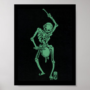 Retro Skeletal drummer Poster
